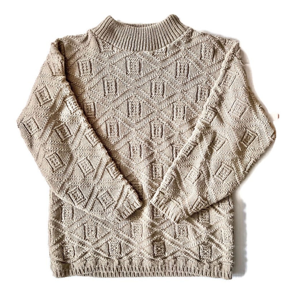 Vintage Beige Cotton Aran Sweater Small / Medium